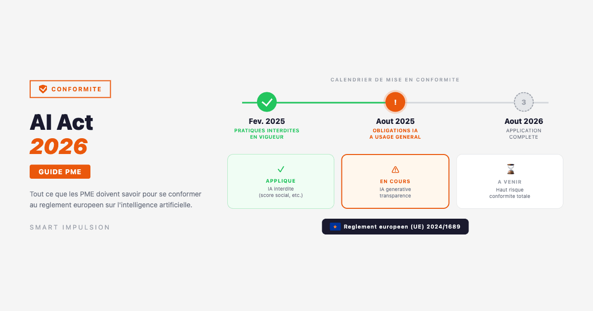 Timeline de l'AI Act 2026 avec les dates clés de conformité pour les PME