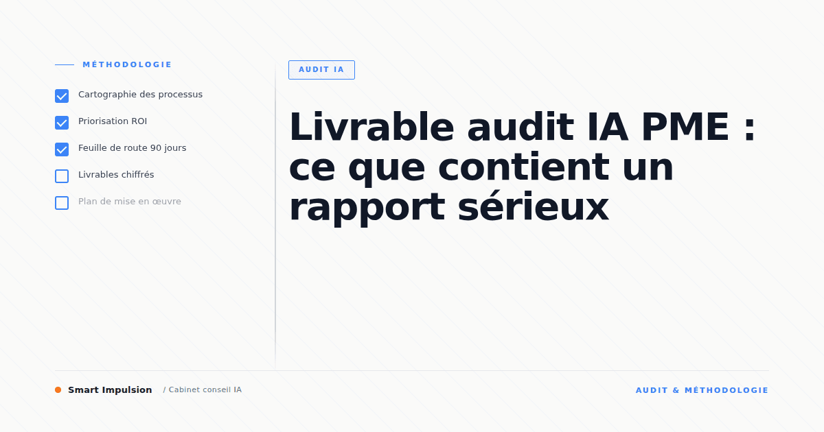 Image d'illustration pour l'article "Livrable audit IA PME : ce que contient un rapport sérieux"