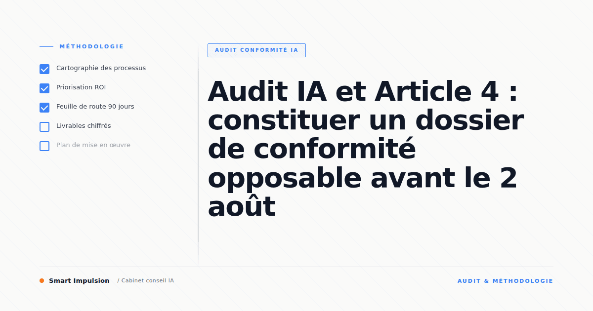 Image d'illustration pour l'article "Audit IA externe et article 4 : les 4 livrables qui structurent votre démarche"