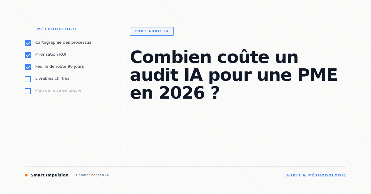 Image d'illustration pour l'article "Combien coûte un audit IA pour une PME en 2026 ?"