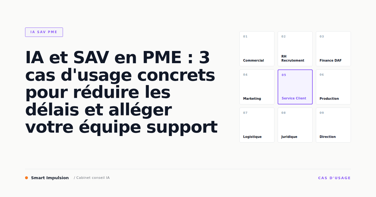 Image d'illustration pour l'article "IA et SAV en PME : 3 cas d'usage concrets pour réduire les délais et alléger votre équipe support"
